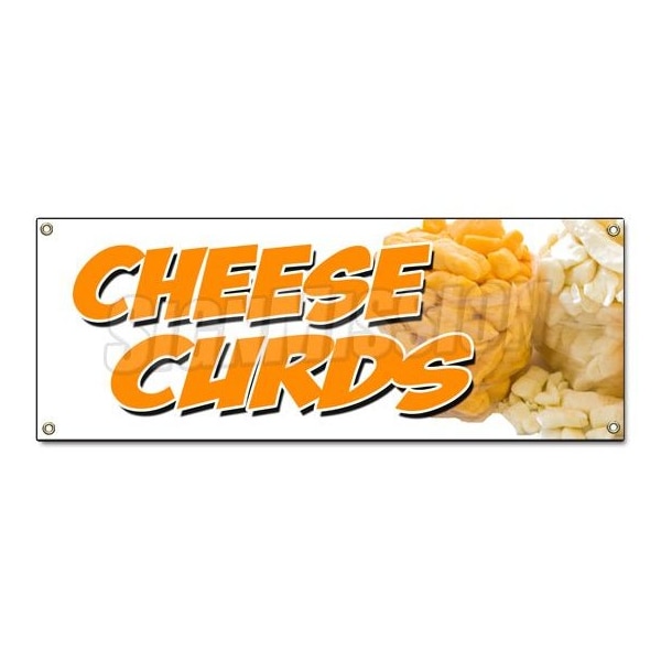 CHEESE CURDS BANNER SIGN wisconsin poutine fried squeaky southern fresh